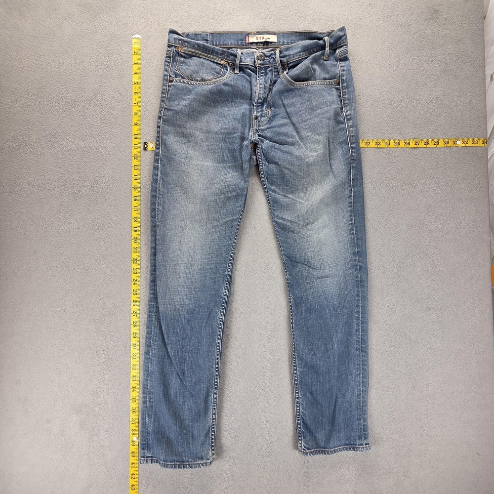 Vintage Levis 519 Jeans‎ Mens 34x30 Blue Slim Engineered Zip Fly Medium Wash